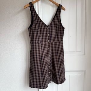 American Eagle Gingham Dress, Brown and Navy
